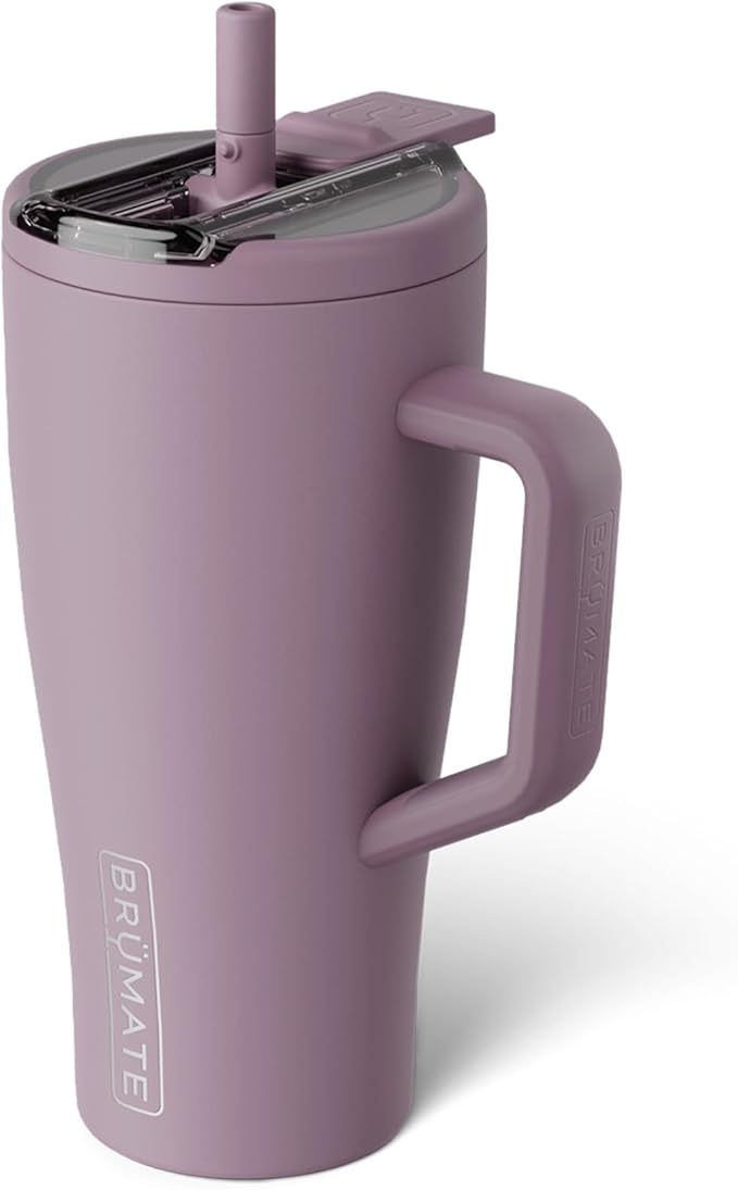 BrüMate Era Flip 30oz Tumbler with 100% Leakproof Covered Straw Lid | Hygienic Covered Straw | Insulated Stainless Steel Water Bottle with Handle | Cup Holder Friendly | BPA-Free (Lilac Dusk)