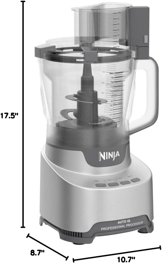 Ninja Food Processor, Professional XL, 1200 Peak-Watts, 4-in-1, Chopping, Slicing/Shredding, Purees, Dough, 12-Cup Processor Bowl, 2 Blades & 2 Discs, Feed Chute/Pusher, Black, NF701
