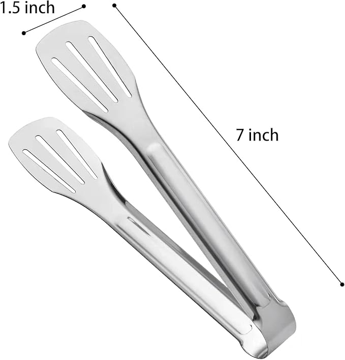 Serving Tong Kitchen Tongs,Buffet Tongs, Stainless Steel Food Tong Serving Tong,small tongs 6 Pack (7 Inch)