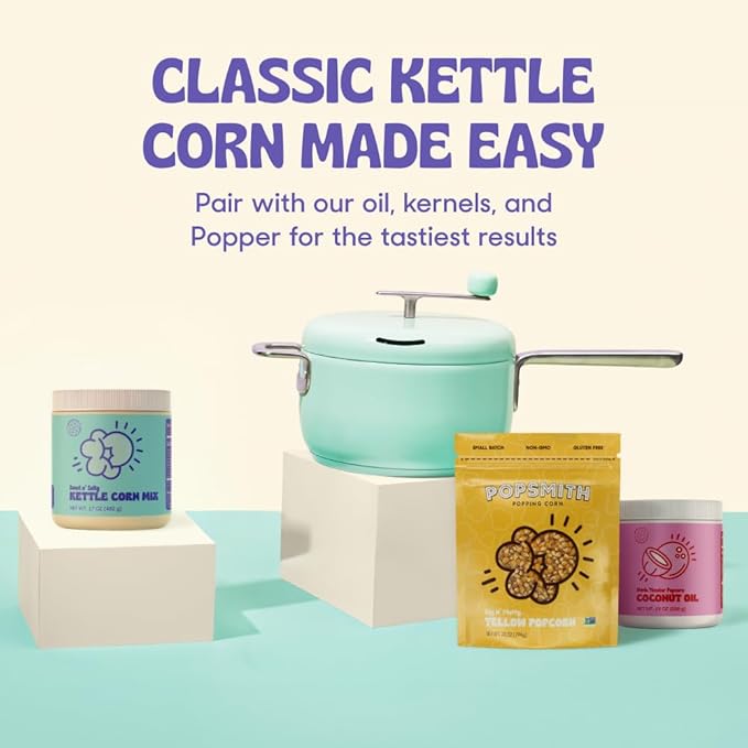 Popsmith Popcorn Kettle Corn Seasoning Mix - 17oz Jar - Sweet n Salty Popcorn Seasoning Powder - Vegan and Gluten-Free - Kettle Corn Popcorn Seasoning Made in USA