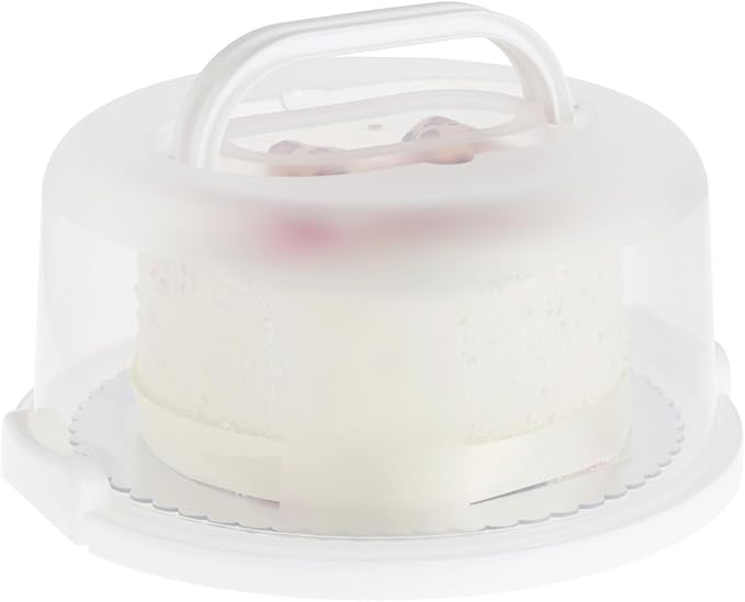 Juvale Round Cake Carrier - Secure Lid & Handle Storage Container - Collapsible Reusable Plastic Container for Cakes, Pies & Cupcakes - 12" Dia x 5.9" H
