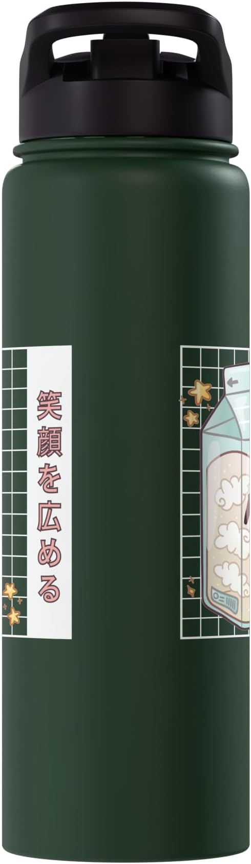 Japanese Kawaii Strawberry Milk Carton Vaporwave Grid Stainless Steel Insulated Water Bottle