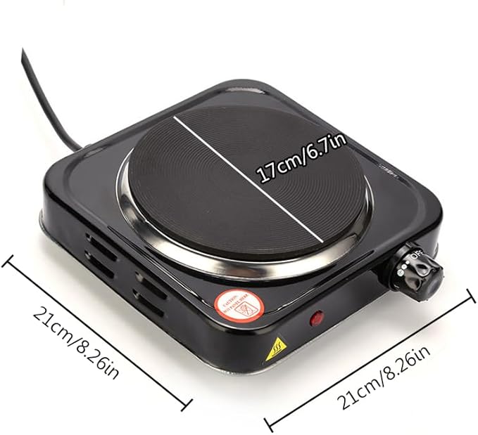Compact and Portable Countertop Burner- Countertop Double Cast Iron Burner 2000 Watts Electric Hot Plate Temperature Controls Black