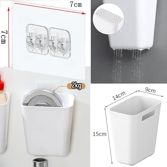 4 Piece Kitchen Cabinet Door Storage Box,Self Adhesive Wall Mounted Storage Box,Wardrobe/Bathroom/Refrigerator Small Items Organizer