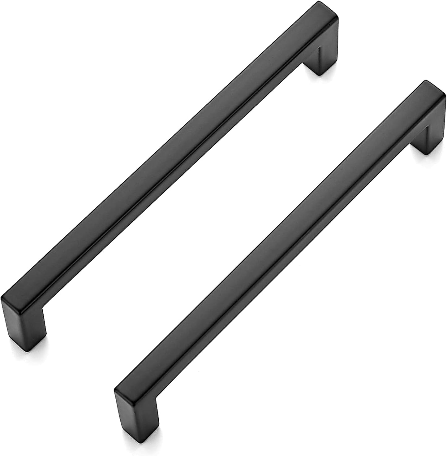 Ravinte 10 Pack 5 Inch Hole Center Solid Slim Square Pulls Matte Black Kitchen Cabinet Handles Square Bar Drawer Handles Flat Black Drawer Pulls for Cupboard Dresser and Cabinets