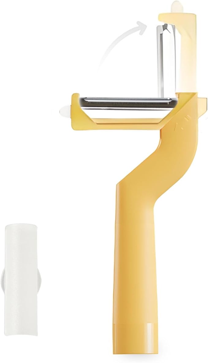90° Rotatable Fruit and Vegetable Peeler, Sharp Stainless Steel Swivel Blades Potato Peelers for Kitchen, Built-in Eye Remover Veggie Fruit Potato Carrot Apple Peeler with Blade Cover
