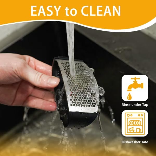 Garlic Press Equipped with Soft Ergonomic Handle, Easy to Crush Garlic, Easy to Clean, and Rust-resistant, Upgrade Black