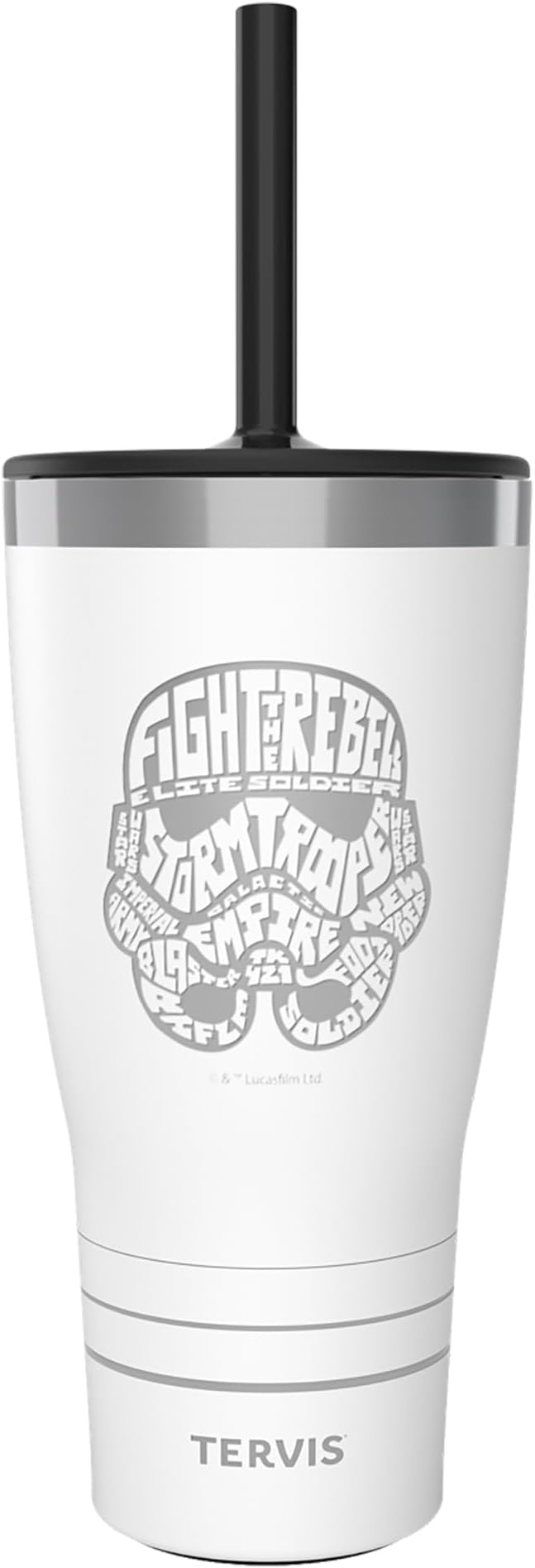 Tervis Traveler Star Wars - Stormtrooper Wordle Triple Walled Insulated Tumbler Travel Cup Keeps Drinks Cold & Hot, 30oz with Straw Lid, Stainless Steel
