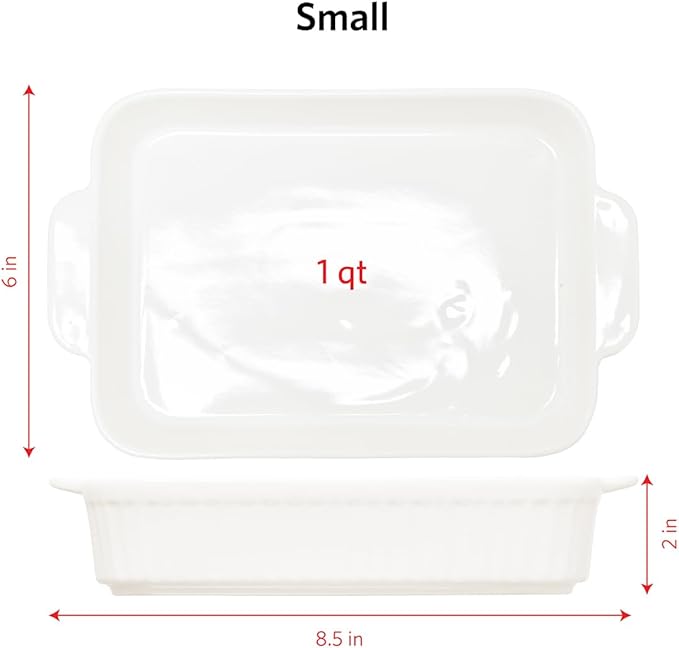 Glad Baking Dish Set, 3pc - Rectangular Stoneware Casserole Dishes for Oven and Microwave - Nesting Bakeware Set with Handles (12'', 10.5'', and 8.5''), Dishwasher Safe