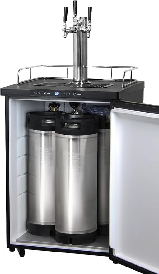Kegco HBK309X-3 Keg Dispenser, 3 faucet without kegs Black Stainless Steel
