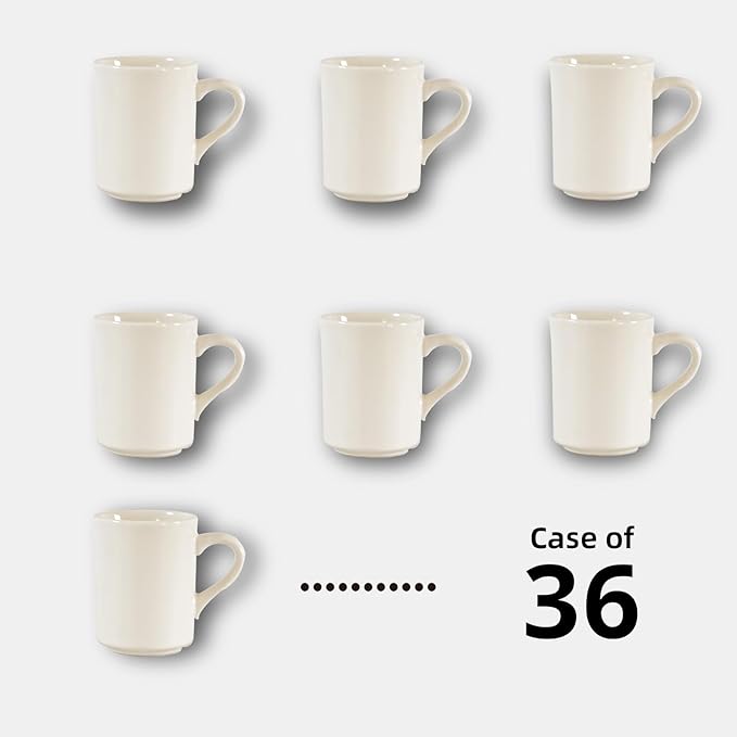 Stoneware Narrow Rim Commercial Grade Dinnerware (America White, Mug 8.5oz)