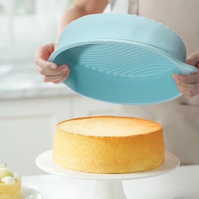 Nonstick Silicone Bakeware Set, 6 set Baking Cake Pan, Economical BPA Free Heat Resistant Bakeware Tools for DIY Loaf Bread Cheesecake Pizza Cupcake Muffin (Blue)