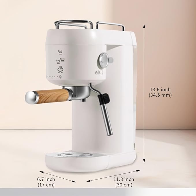 1L Espresso Coffee Machine, With 20 oz Stainless Steel Espresso Milk Frothing Pitcher Jug Frother Cup,With Coffee Decoration Mold Tool