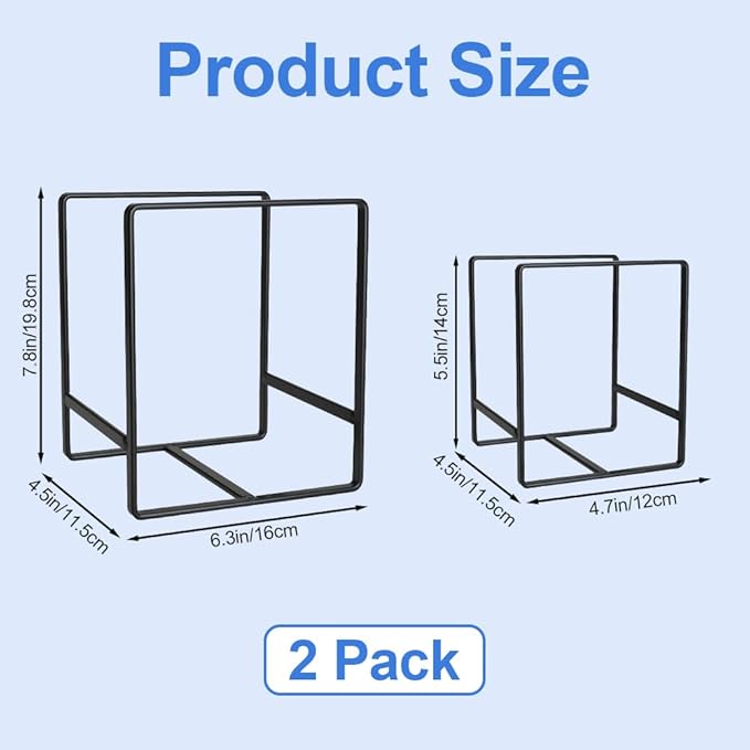 2 Pack Kitchen Plate Holder Organizer for Cabinet Space Saver, Kitchen Dish Storage Drying Racks, Metal Upright Dish Stand for Counter Cupboard (Black)