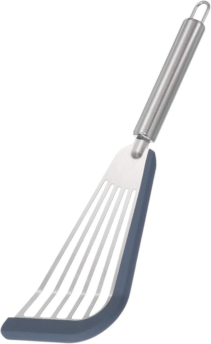 uxcell Stainless Steel Fish Spatulas with Handle Kitchen Cooking Spatula for Egg, Fish, Pancake Blue