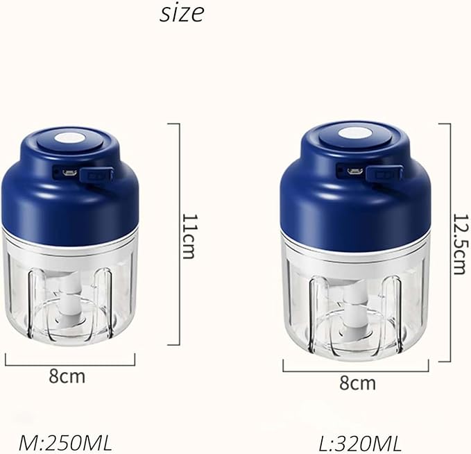 Household Electric Garlic Crusher, Electric Garlic Chopper, Mini Portable Veggie Chopper with 4/6 Stainless Steel Blades, Wireless Rechargeable Food Cutter for Garlic, Onion, Chili (Green,320ML)