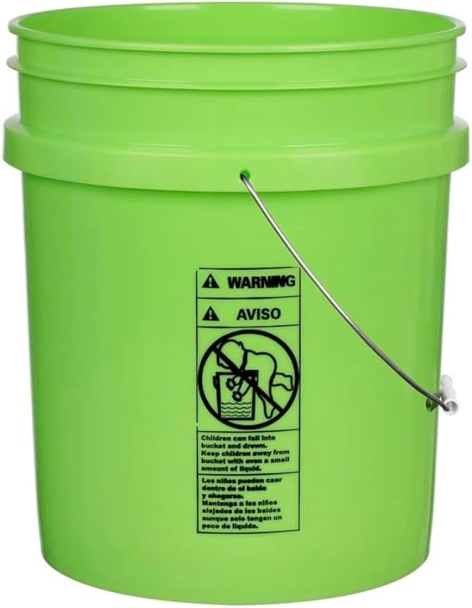 House Naturals 5 Gallon Premium HPDE Plastic Bucket - Made in USA Food Grade Storage Container, BPA Free All Purpose Pail (2, Lime)