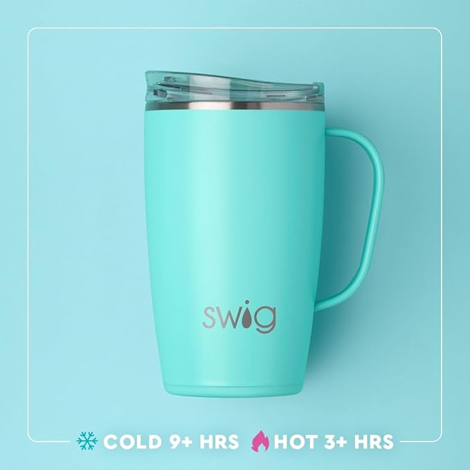 Swig Life 18oz Travel Mug, Insulated Tumbler with Handle and Lid, Travel Coffee Mug, Cup Holder Friendly, Stainless Steel 18 oz Tumbler, Reusable Insulated with Lid (Pagoda Paradise)
