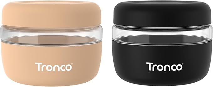 Tronco 16 oz Glass Food Storage Containers with Lids, Airtight, Leak & Spill Proof Glass Lunch Bowls for Meal Prep, Salad, Yogurt, Soup & Stew, Microwave & Dishwasher Safe, BPA-Free, Set of 2