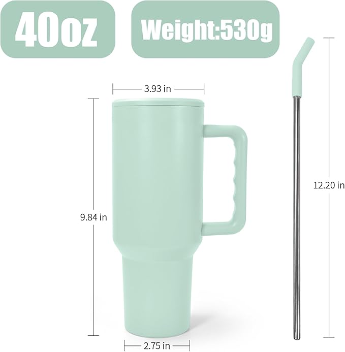 AGH 40 oz Sublimation Tumbler with Handle 4-Pack Stainless Steel Insulated Tumblers Blanks Water Bottle Travel Cups 4 Colors Matte