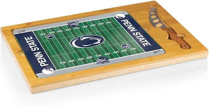 PICNIC TIME NCAA Icon Glass Top Cutting Board & Knife Set, Cheese Boards Charcuterie Boards, Serving Platter, (Parawood & Bamboo)