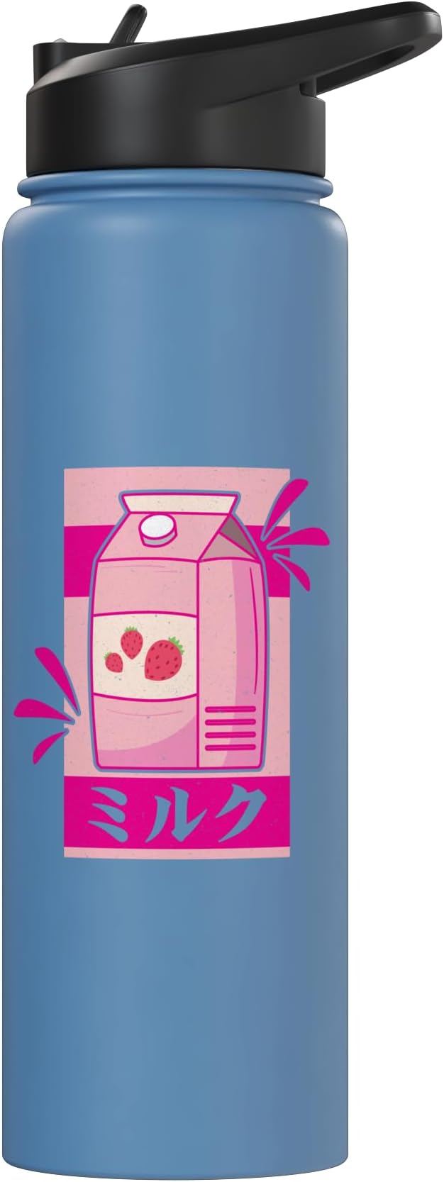 Funny Kawaii Japanese Strawberry Milk Shake Carton Milkshake Stainless Steel Insulated Water Bottle