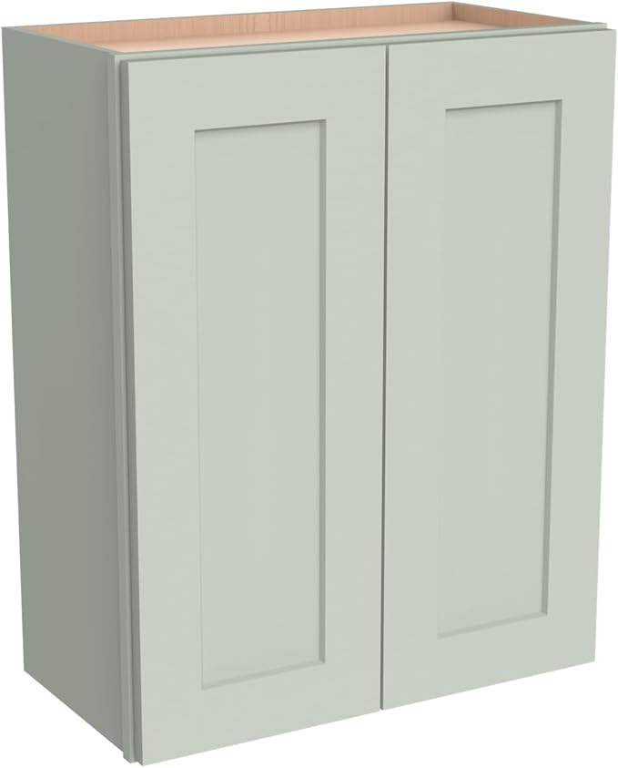 Wall-Mounted Cabinet – Solid Wood Shaker Style Medicine Cabinet with Adjustable Shelves & Soft-Close Doors for Bathroom, Kitchen, and Office Storage (Jade Green, 36" W x 12" D x 42" H)