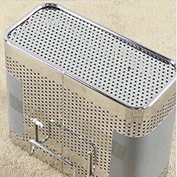 Kitchen Utensils Chopsticks Holder Stainless Steel Perforated Drying Rack Basket with Hooks 2 Divided Compartments Large
