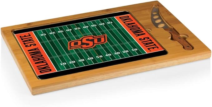 PICNIC TIME NCAA Icon Glass Top Cutting Board & Knife Set, Cheese Boards Charcuterie Boards, Serving Platter, (Parawood & Bamboo)