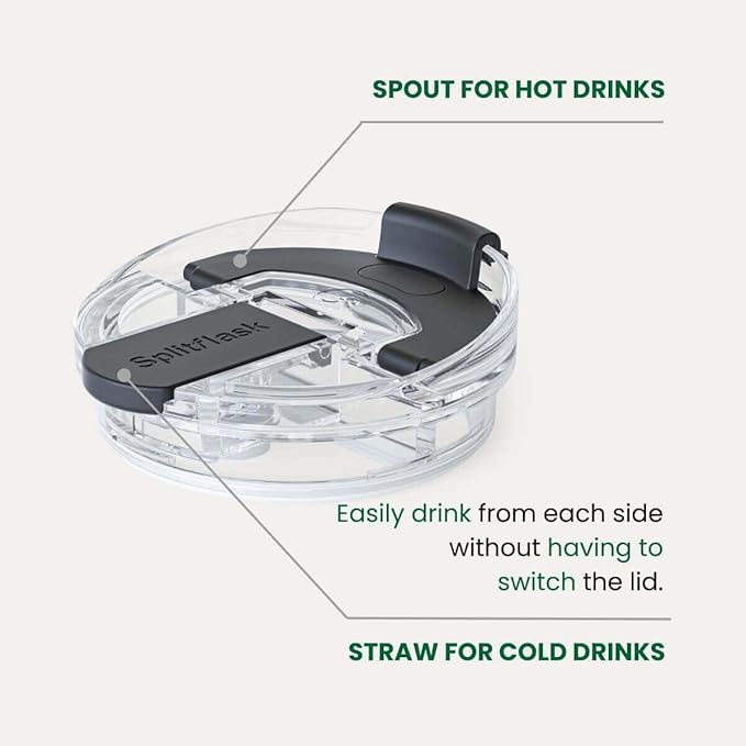 Splitflask Dual‑Chamber 30‑oz Travel Mug – Vacuum Insulated Stainless‑Steel Hot & Cold Tumbler, Leak‑Proof Lid, Cup‑Holder Friendly, BPA‑Free.