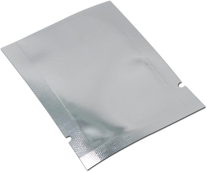 Silver Aluminum Foil Pouch Heat Seal Front Window Plastic Mini Open Top Flat Vacuum Packaging Mylar Bag Food Small Sample Mylar Storage with Tear Notch (200, 11x16cm (4.3x6.3 inch))
