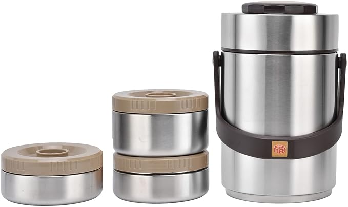 Yosoo 304 Stainless Steel Vacuum Insulation Lunch Box Adult Lunch Pot Office Workers Sealed for 2000Ml Capacity Insulated Food Jars (Original Color)