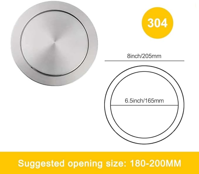 Trash Can Lid Countertop Built-in Trash Bin Balance Flap Cover Degree Rotation Stainless Steel Garbage Can Lid Waste Chute Swing Cover-Round