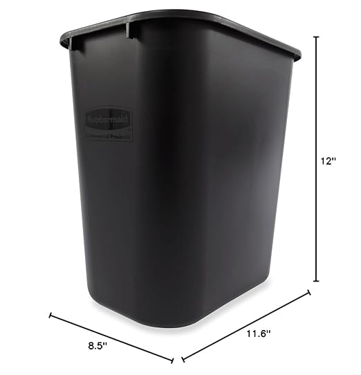 Rubbermaid Commercial Products Deskside Wastebasket/Trash Can, 3.25-Gallon/13-Quart, Black, Small, for Bedroom/Bathroom/Office, Fits Under Desk/Sink/Cabinet