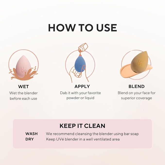 PURE Makeup Blender Sponge Set, Streak Free Application of Liquid, Powder & Cream Foundation, Professional Complexion Blending Tool, Cruelty Free, Vegan, Latex Free, Pack of 3 Shapes