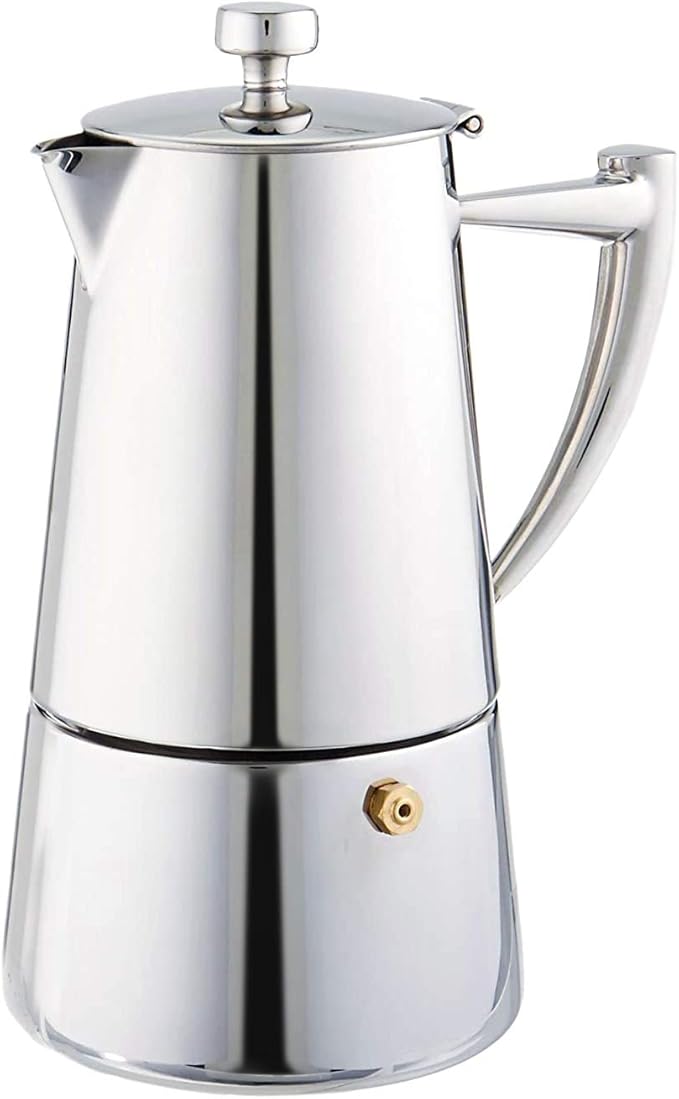 Cuisinox Roma Stovetop Espresso Maker COF-4R, Stainless Steel Coffee Percolator Stovetop, Heat-Resistant & Non-Reactive, 4-Cup Italian Espresso Maker Easy to Clean, Durable Stove Top Percolator