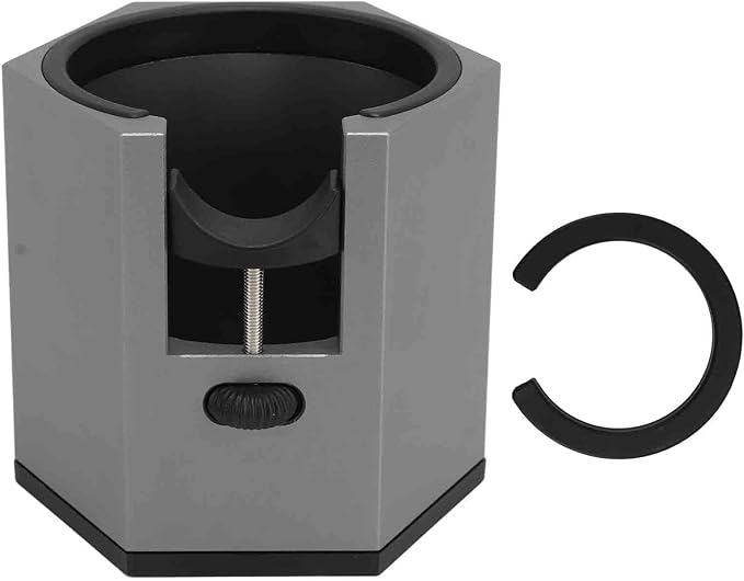 Coffee Portafilter Holder Stand with Adjustable Height Knob and Removable Bracket Cover, Aluminum Alloy Non Slip Base for Restaurants Homes Cafes (Black)