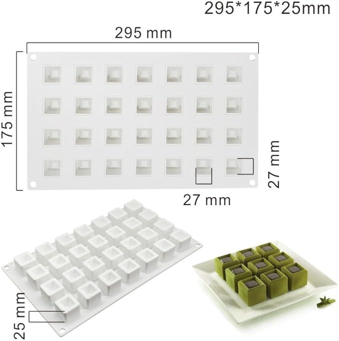 Epoxy Resin DIY Ice Cube Mold - 28 Grid Square Silicone Mold (11.8 x 7 x 1 inch)