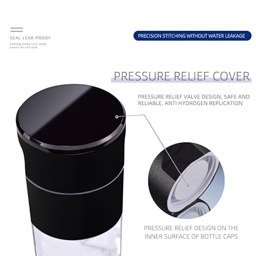 Hydrogen Rich Water Bottle Generator Max Concentration Molecular Up to 5000PPB Portable Hydrogen Water Maker Machine | PEM Membrane & SPE Technology Ionizer Type-C Recharge New (Black)