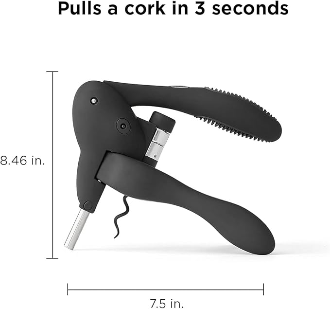 Rabbit Wine Corkscrew with Foil Cutter, 1 EA, Black & Bottle Stoppers, Set of 4, Multicolor
