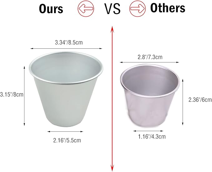 6 Packs Popover Pan， Large Individual Muffin Mold, Aluminium Pudding Cup, Chocolate Molten Mould, Raspberry Souffle Baking Maker, Brownie Tumbler -for Pie, Egg Tart, Cake (Size 3.4"x 3.2")