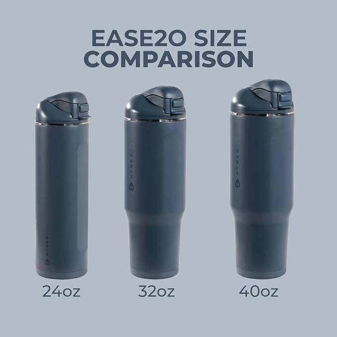 HydroJug Ease2o Water Bottle with Straw & Chug Lid, Stainless Steel, Vented Cap to Help Reduce Pressure, Water-Level Window, Cup Holder Friendly, Non-Slip Base – 24oz, Cascade