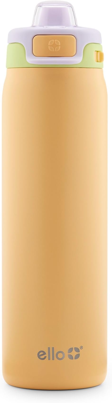 Ello Pop & Fill 22oz Stainless Steel Water Bottle with Quick Fill Technology, Double Walled and Vacuum Insulated Metal, Leak Proof Locking Lid, Sip and Chug, Reusable, BPA Free, Sunset Meadow
