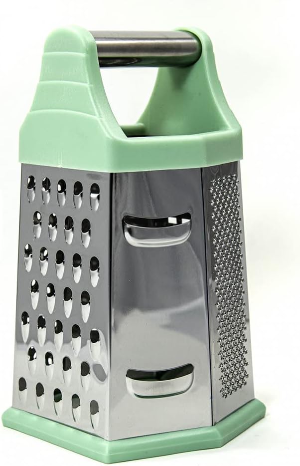 Beille 6 Side Stainless Steel Grater Top Handle Zester Slicer 7.75 Inch, Mint Green