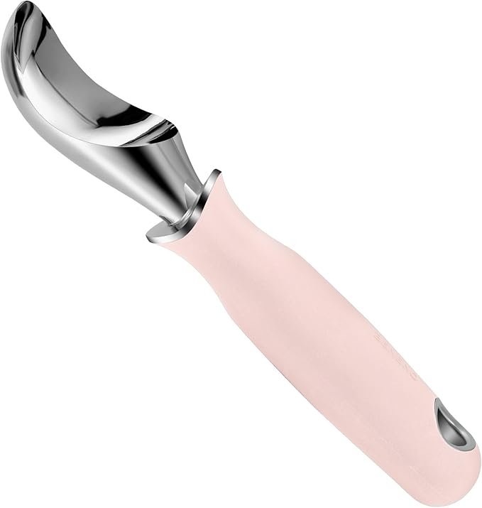 Beneno Heavy Duty Ice Cream Scoop - Upgraded Anti-Fracture Design, Comfortable Grip Long Handle, Effortless Scooping & Dishwasher Safe, Pink