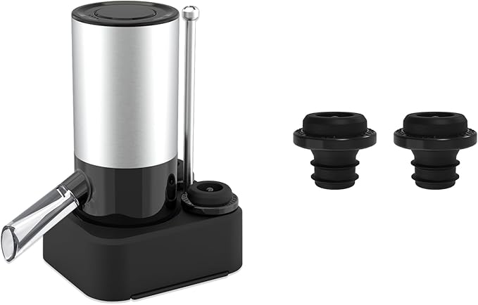 KITCHENDAO Rechargeable Electric Wine Aerator Dispenser and Wine Saver Vacuum Stoppers