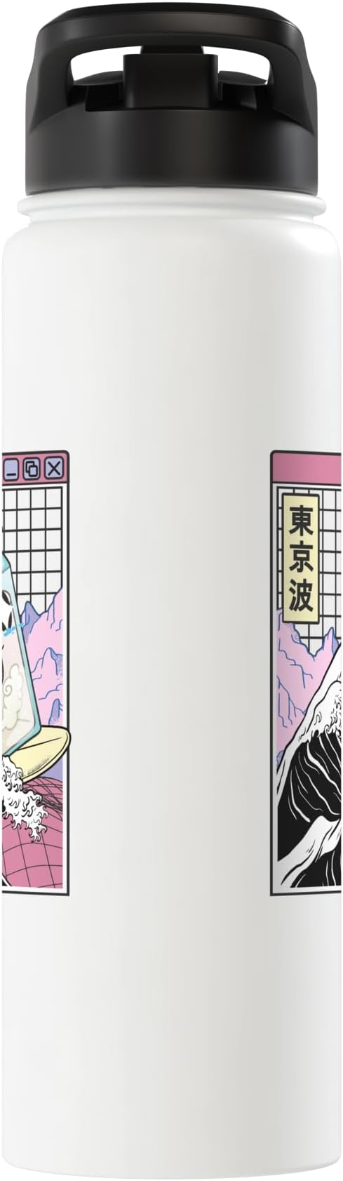 Surfing Milk Carton Kanagawa Wave Kawaii Anime Vaporwave Stainless Steel Insulated Water Bottle
