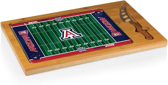 PICNIC TIME NCAA Icon Glass Top Cutting Board & Knife Set, Cheese Boards Charcuterie Boards, Serving Platter, (Parawood & Bamboo)