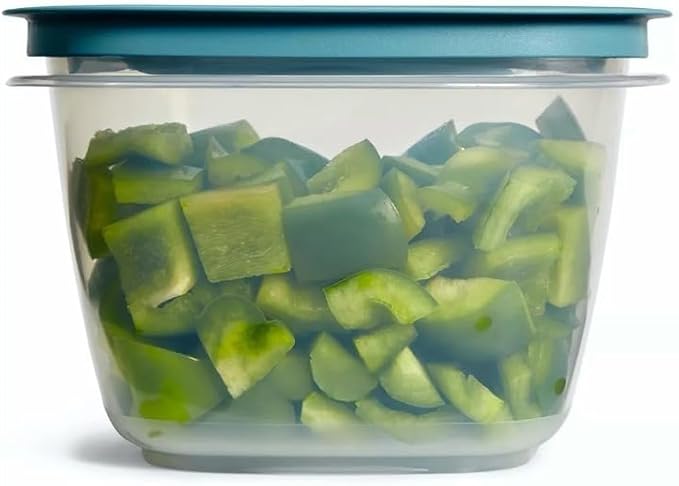 Rubber maid Storage Containers, Easy Find Lids, Teal, 7 cup, Flex & Seal, Leak Proof Lids, Food Storage Set, Clear Meal Prep Flex Containers, 3 Piece Bundle Set