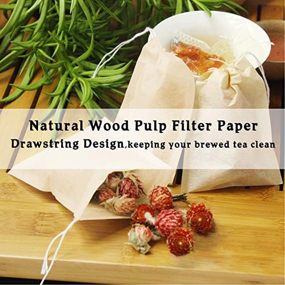NEPAK 600 Pcs Disposable Tea Filter Bags for Loose Tea,Drawstring Empty Bag for Loose Leaf Tea,with 100% Natural Unbleached Paper(2.76 x 3.54 inch)